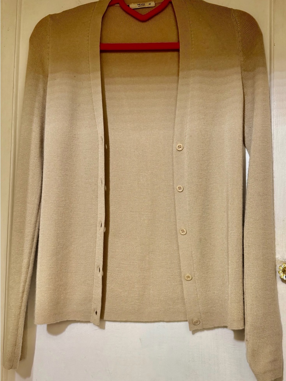 Prada Beige Cream Button-Front Women's Cardigan